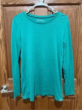 Eddie Bauer Teal Green Long Sleeve Crewneck Top